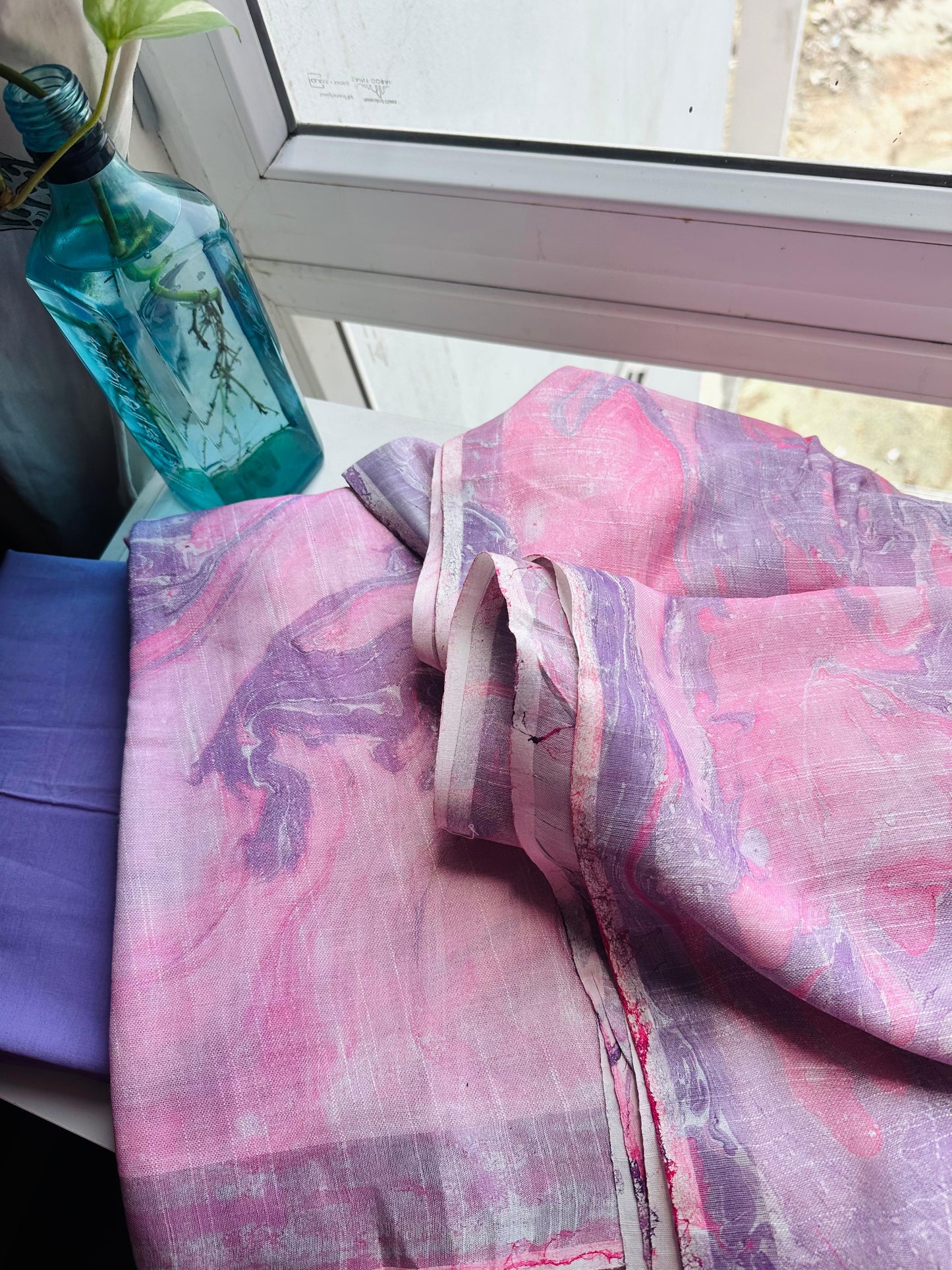 Pink & Lavender Swirl Marble Linen Suit Set