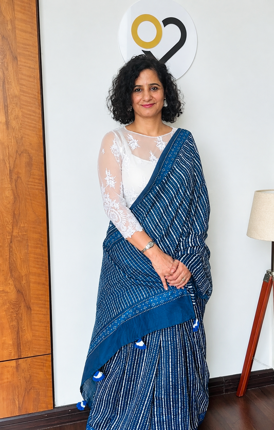 Indigo Blue Chanderi Silk Saree