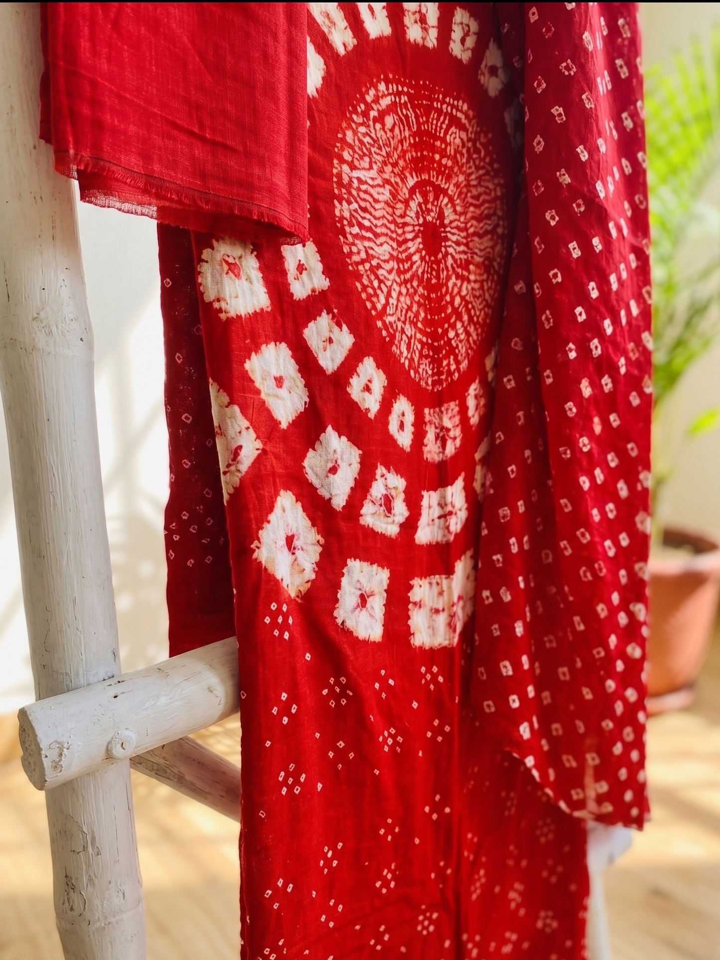 Red Shibori Modal Silk Set