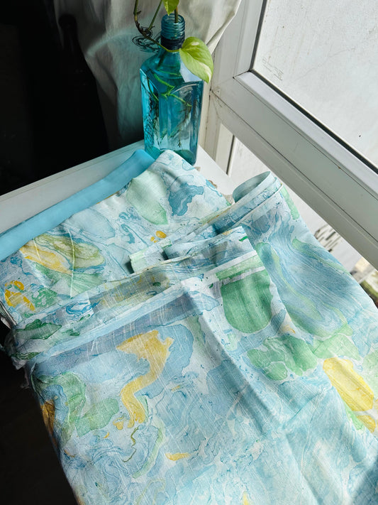 Sky Blue Linen Suit Set