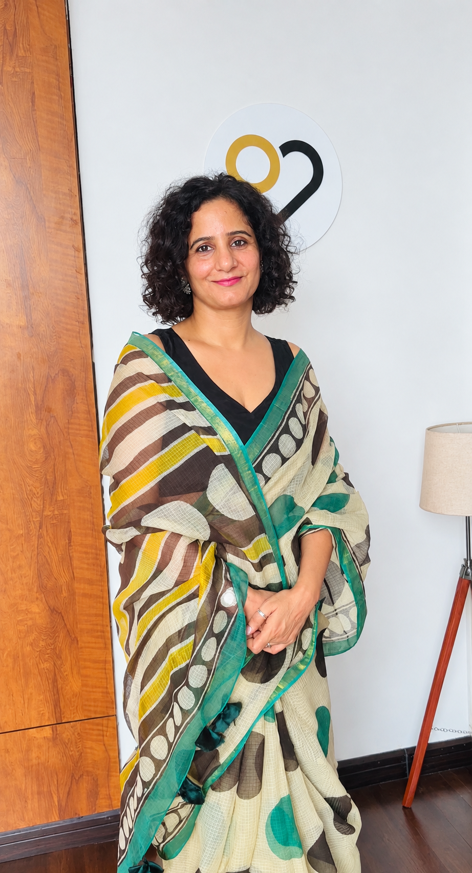 Ivory & Teal Kota Doria Saree