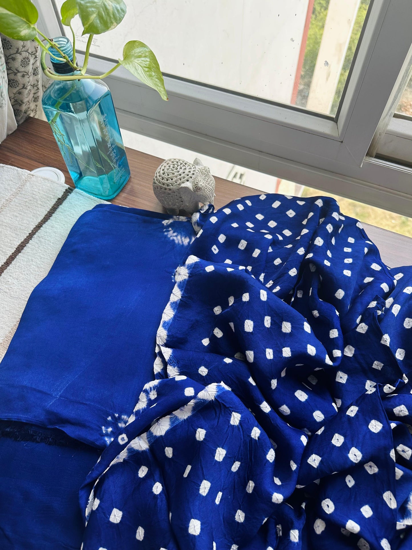 Blue Shibori Modal Silk Suit Set