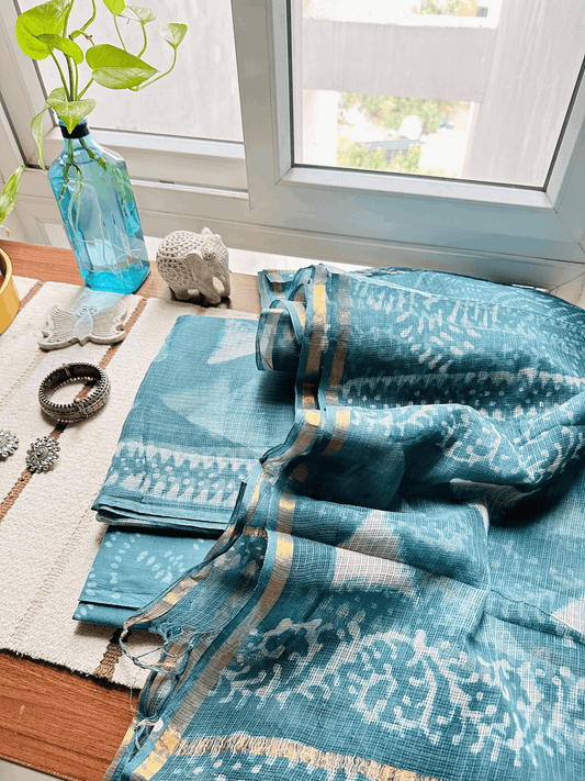 Sea Green & Teal Kota Doria Suit Set