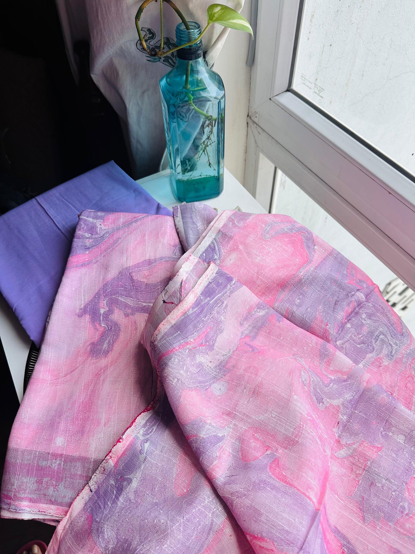 Pink & Lavender Swirl Marble Linen Suit Set