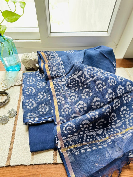Indigo Bandhani-Style Kota Doria Suit Set