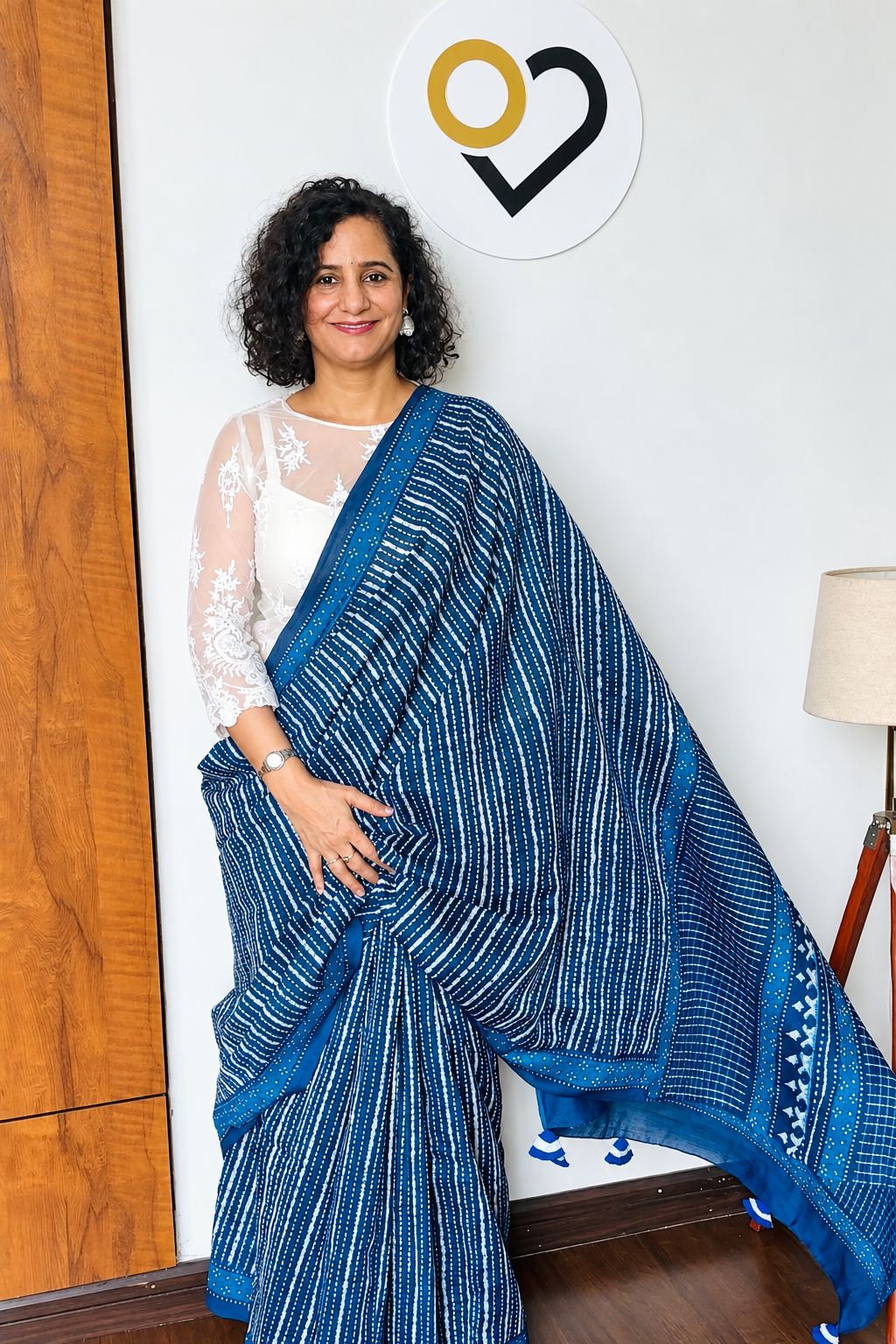 Indigo Blue Chanderi Silk Saree