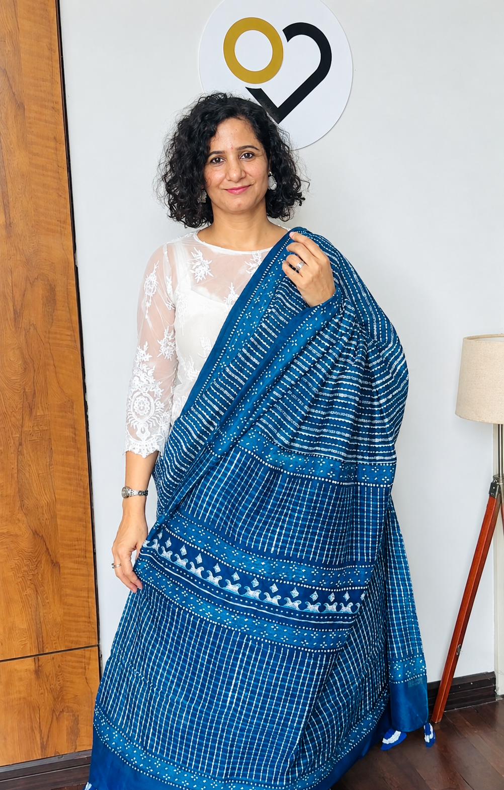 Indigo Blue Chanderi Silk Saree