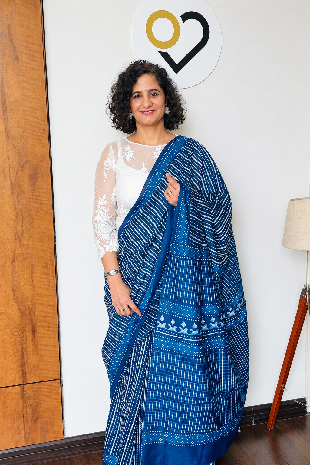 Indigo Blue Chanderi Silk Saree