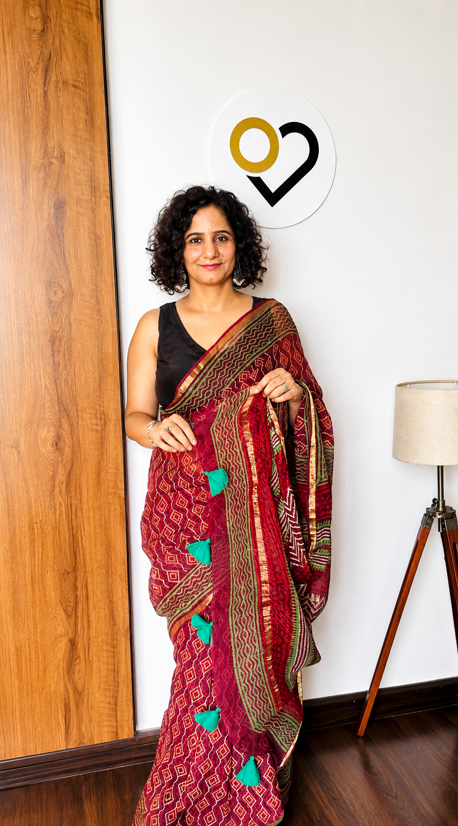 Magenta Bandhani Kota Doria Saree