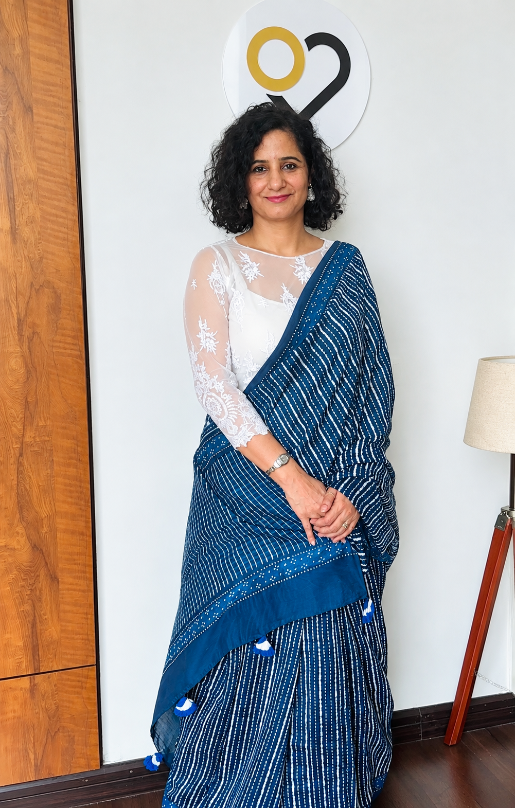 Indigo Blue Chanderi Silk Saree