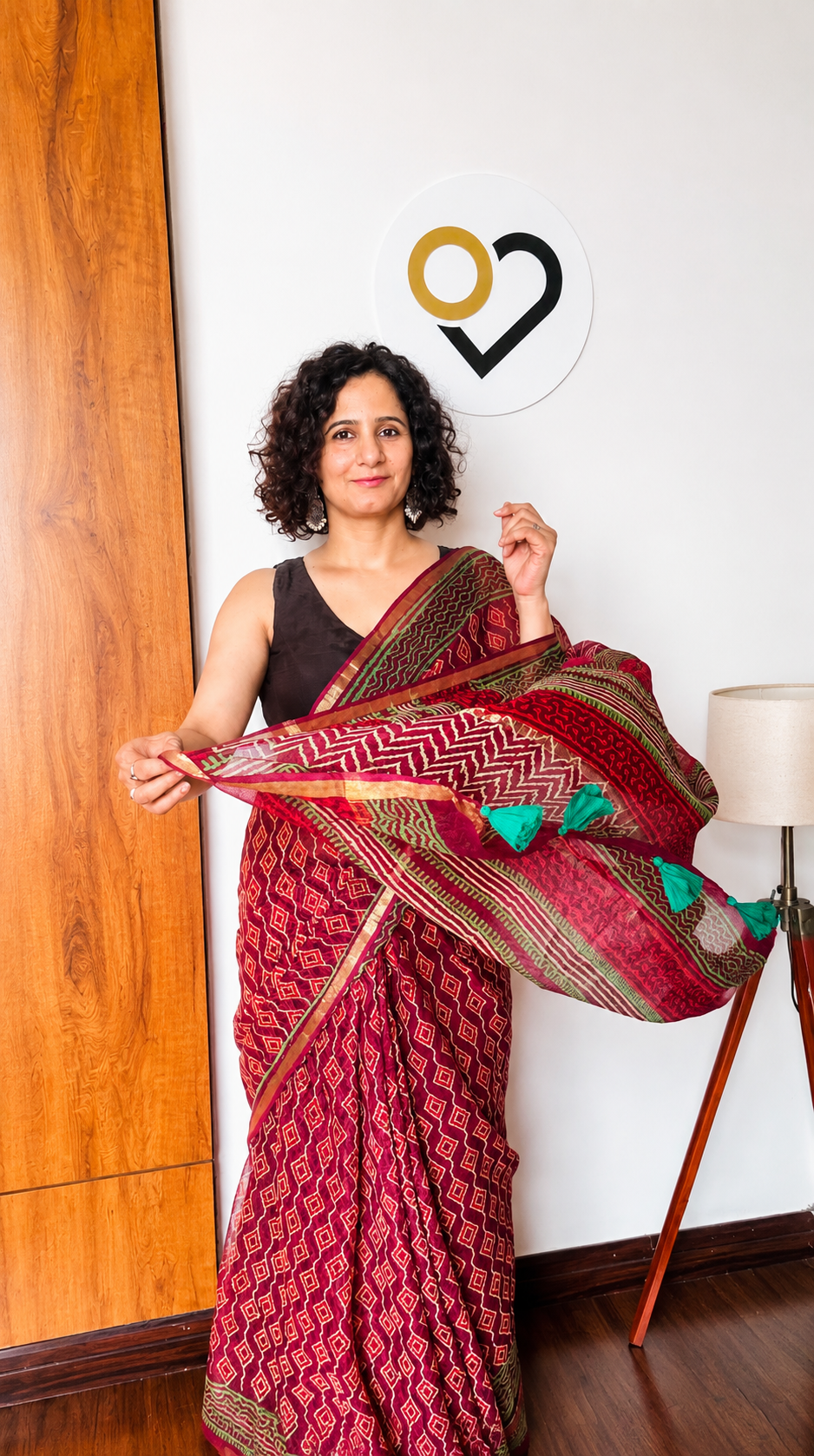 Magenta Bandhani Kota Doria Saree