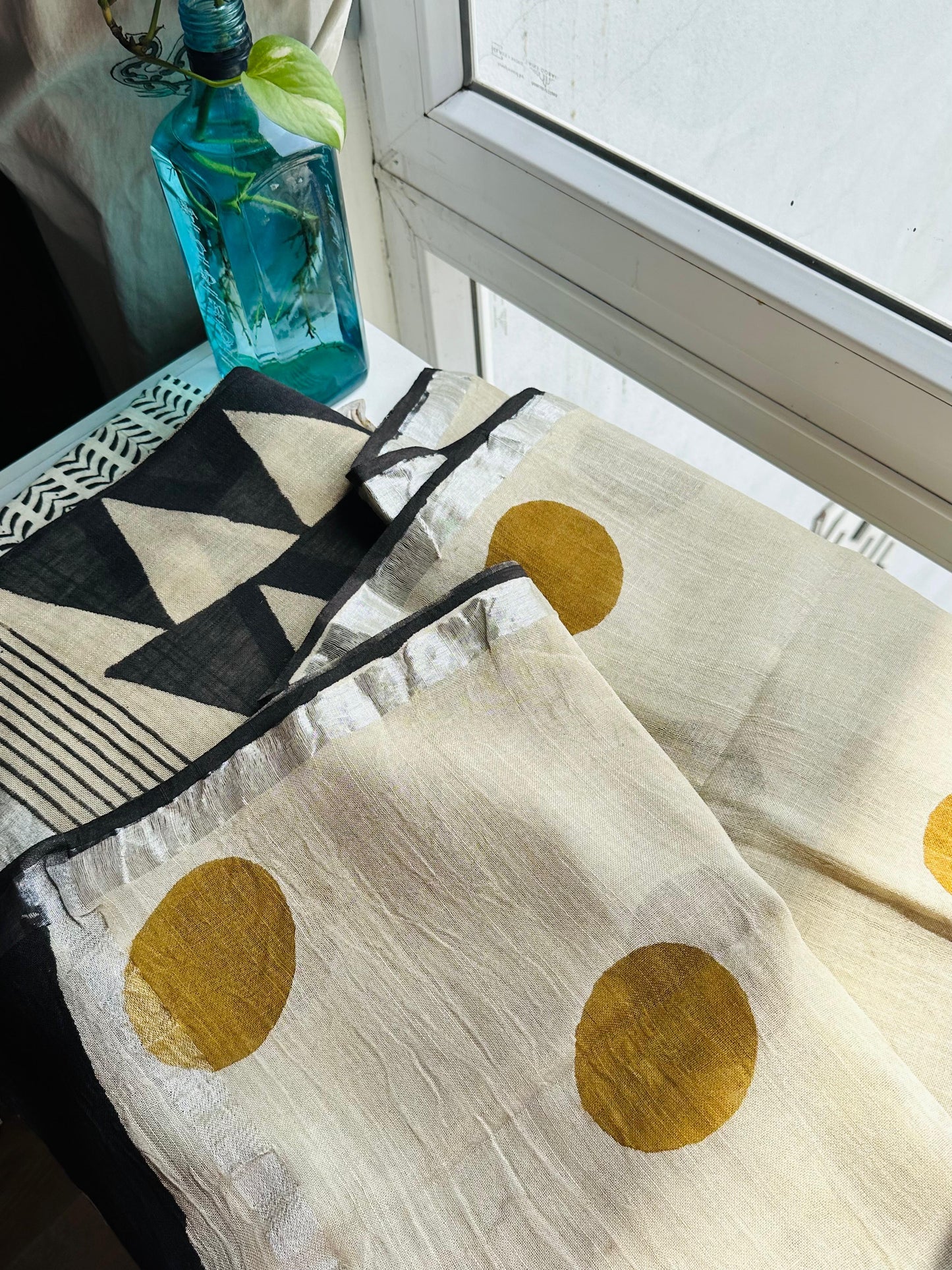 Off-White & Mustard Linen Suit Set
