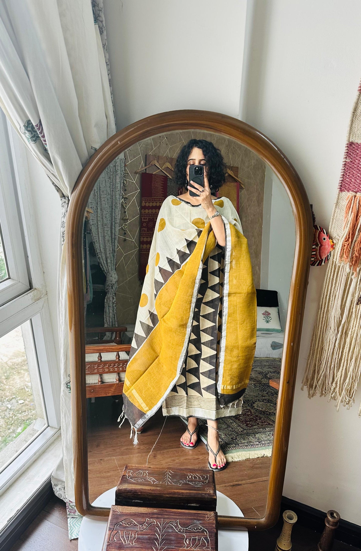 Off-White & Mustard Linen Suit Set