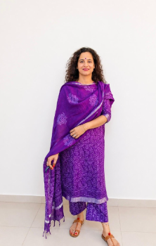 Purple Kota Doria Suit Set