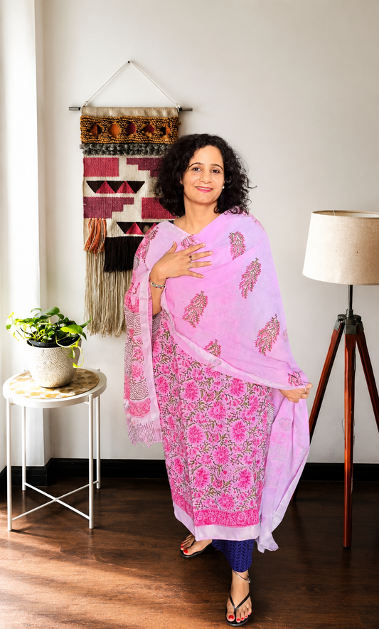 Pink & Olive Floral Linen Set