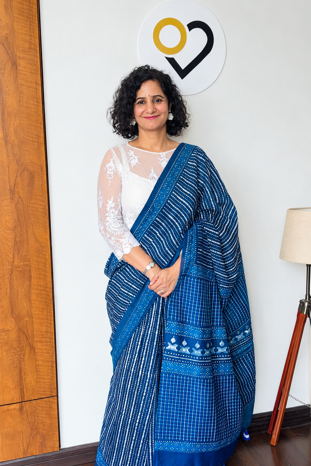 Indigo Blue Chanderi Silk Saree
