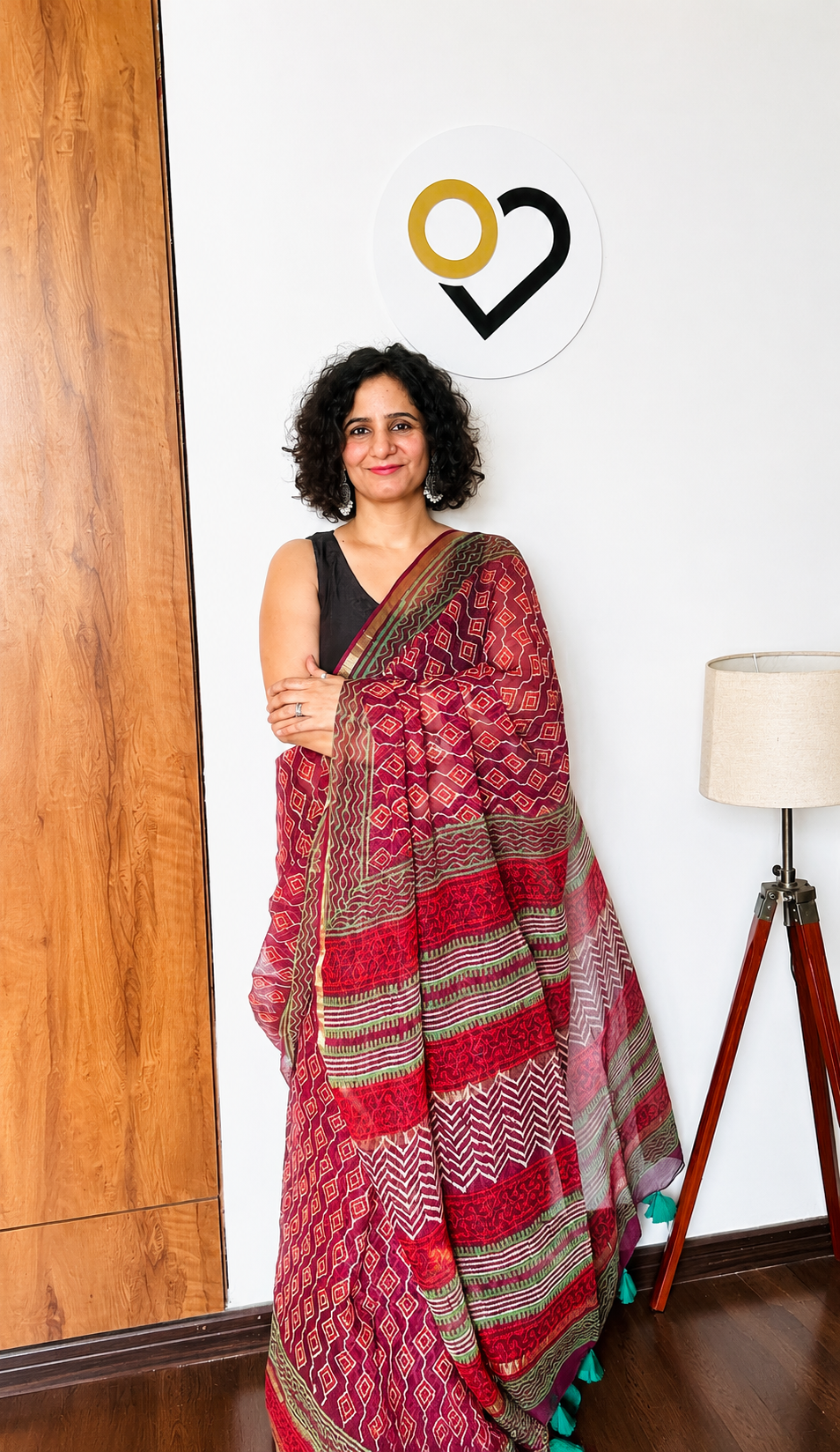 Magenta Bandhani Kota Doria Saree