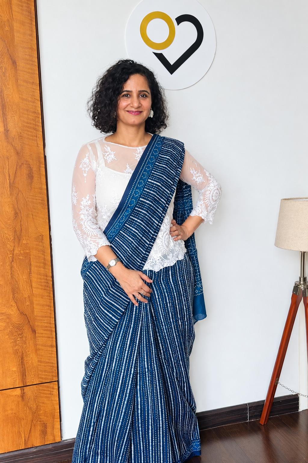 Indigo Blue Chanderi Silk Saree