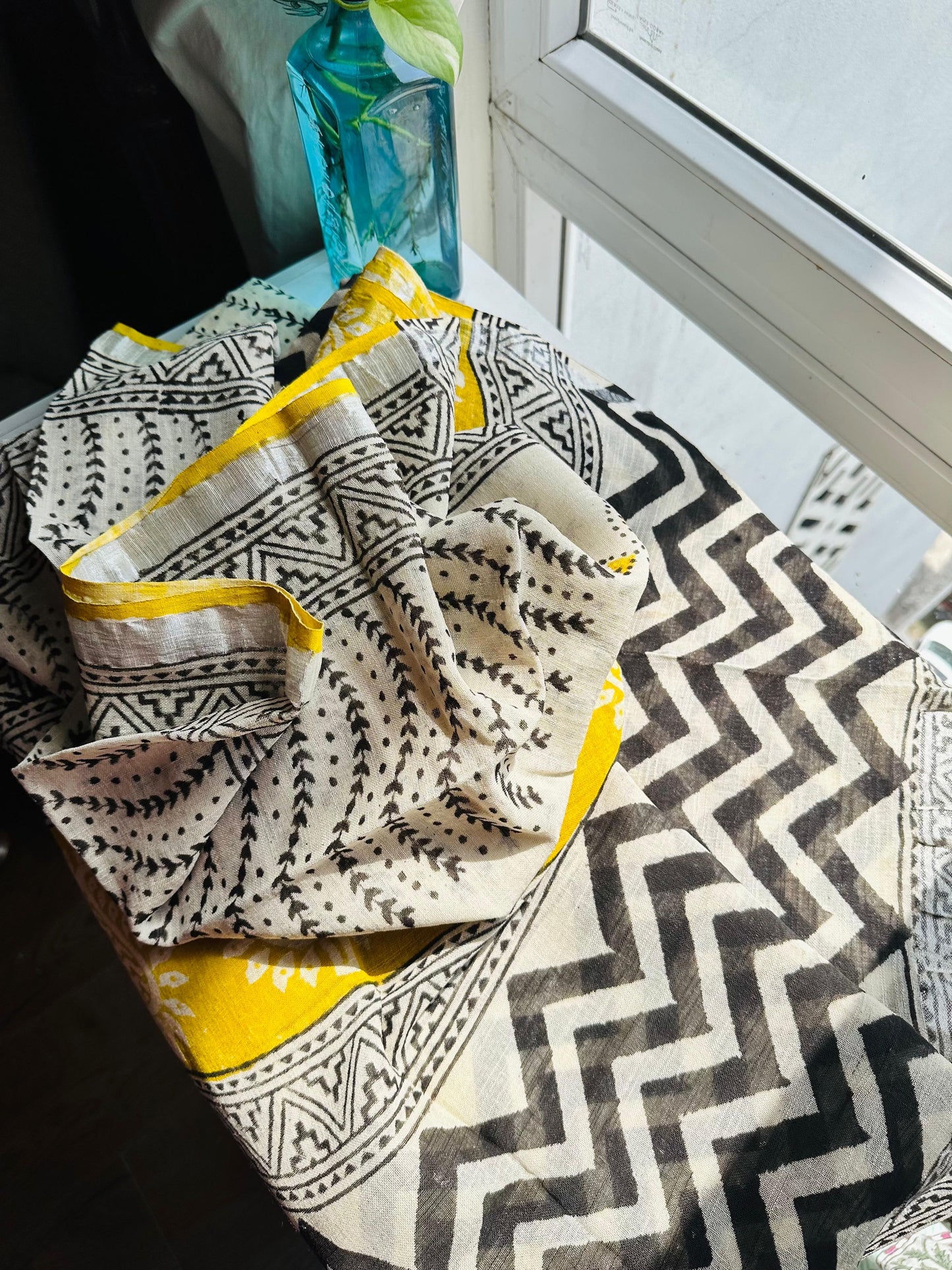 Charcoal & Mustard Chevron Linen Suit Set