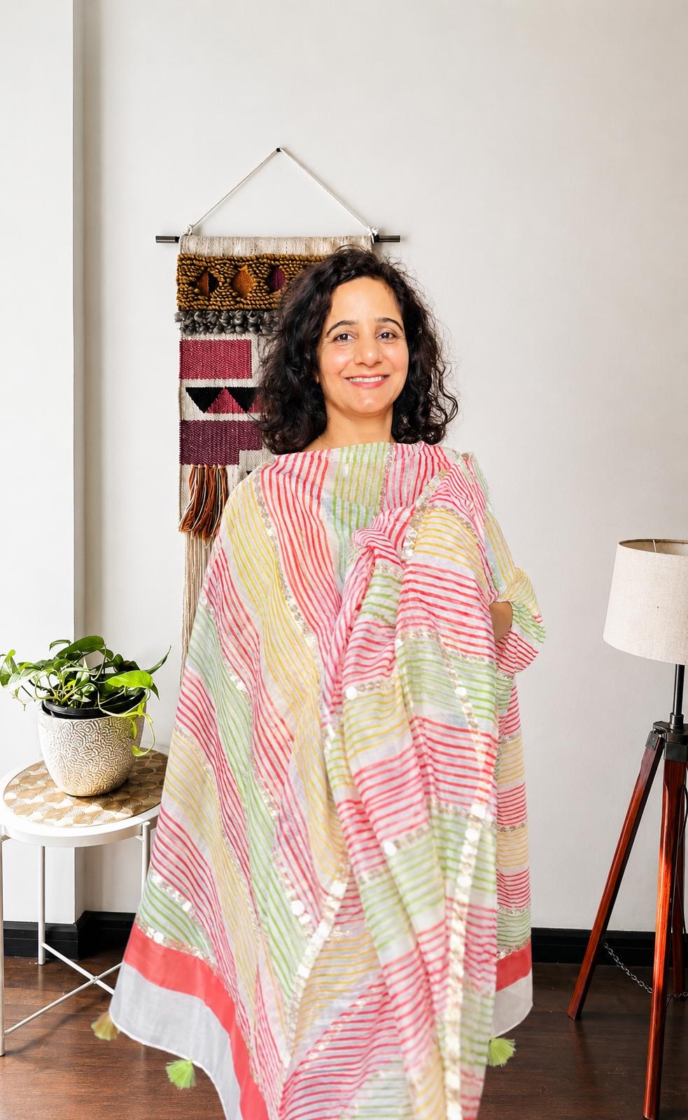 Pastel Multi-Stripe Kota 3-Piece Suit Set