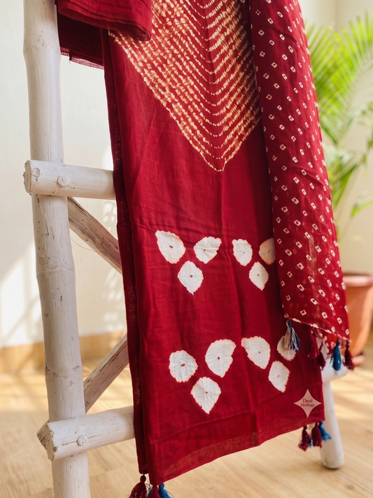 Crimson Red Shibori Modal Silk