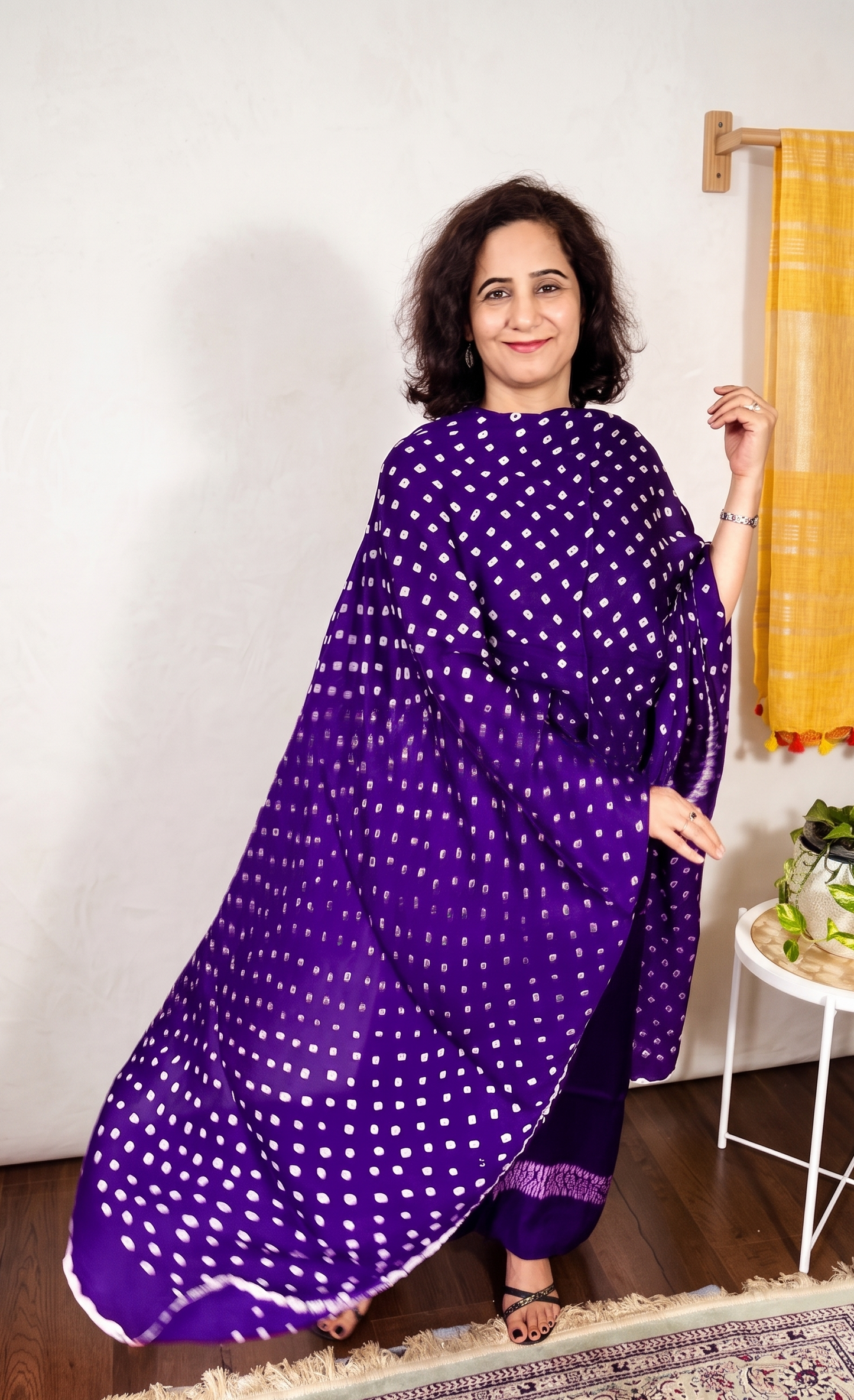 Purple Shibori Modal Silk Suit Set