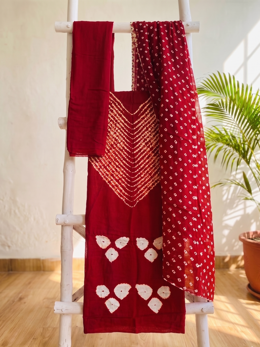 Crimson Red Shibori Modal Silk