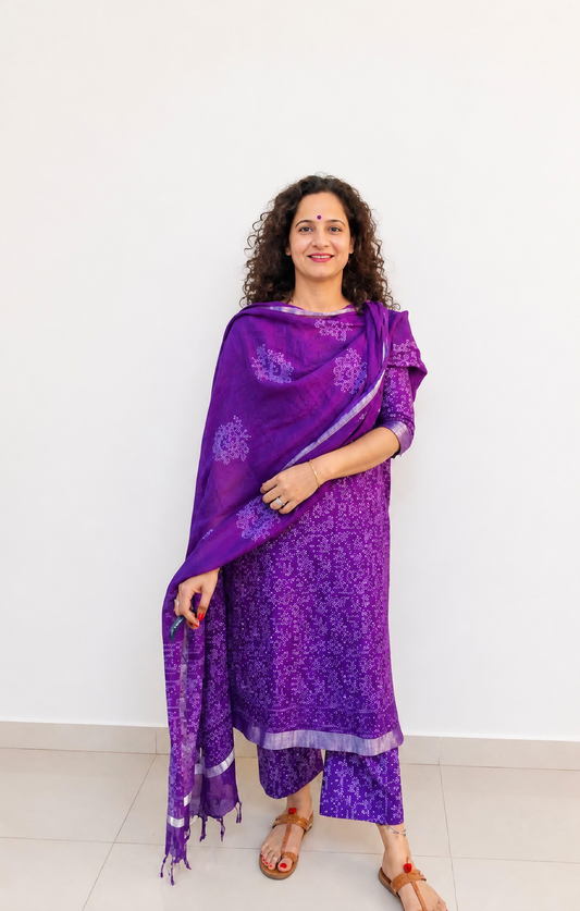 Purple Linen Suit Set