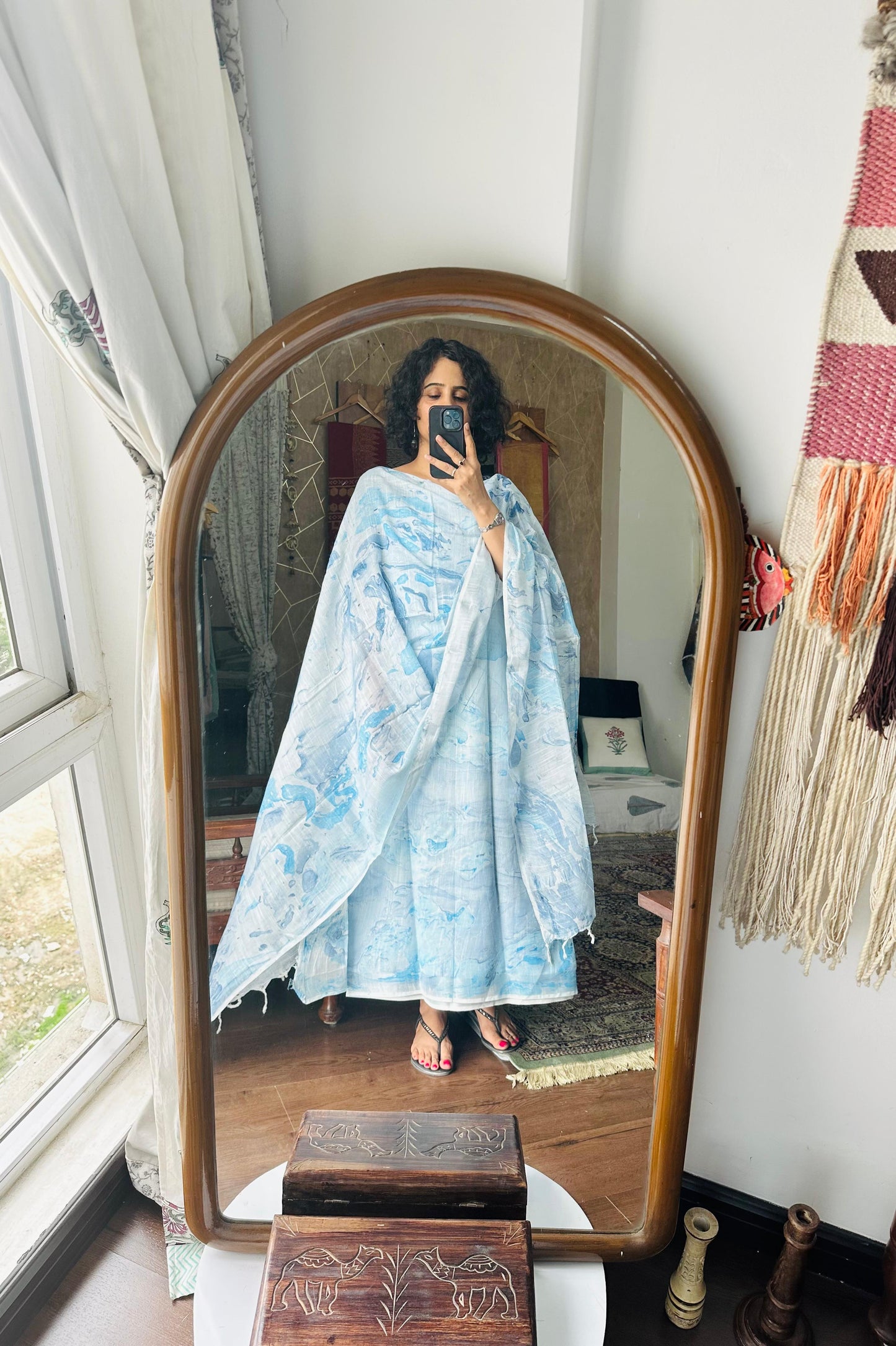 Pastel Blue Linen Suit Set