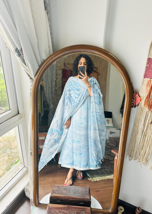 Pastel Blue Linen Suit Set