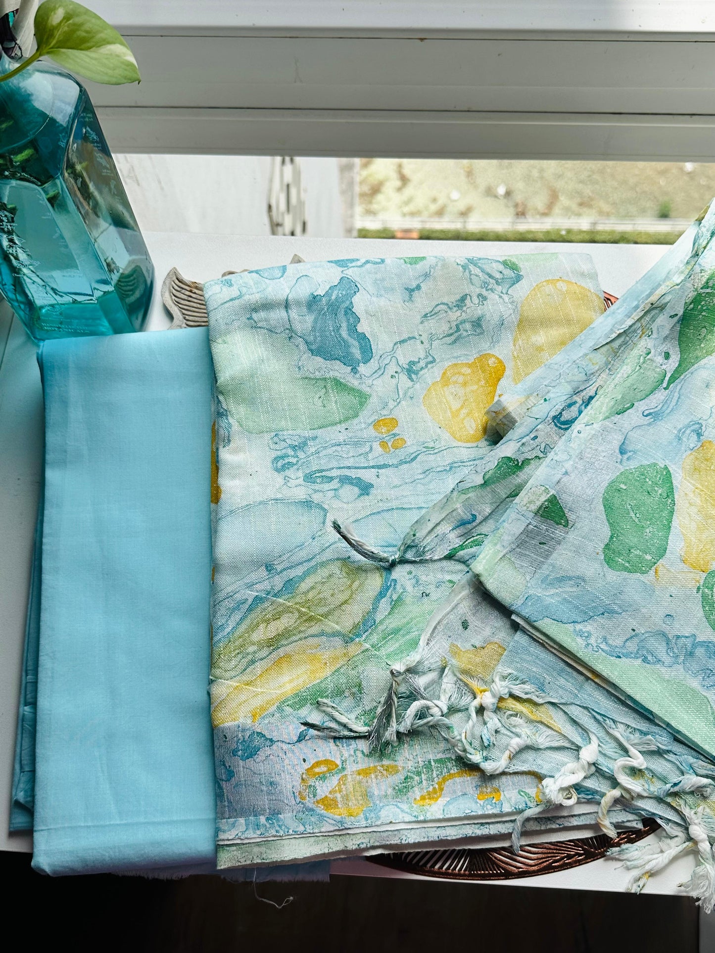 Sky Blue Linen Suit Set