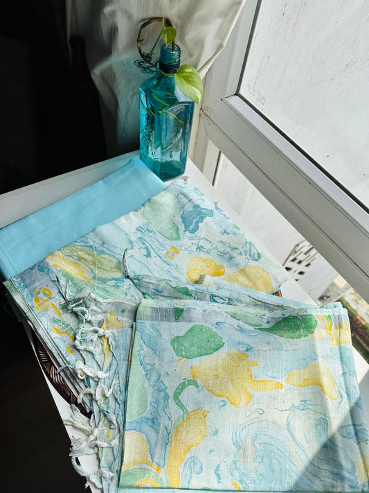 Sky Blue Linen Suit Set