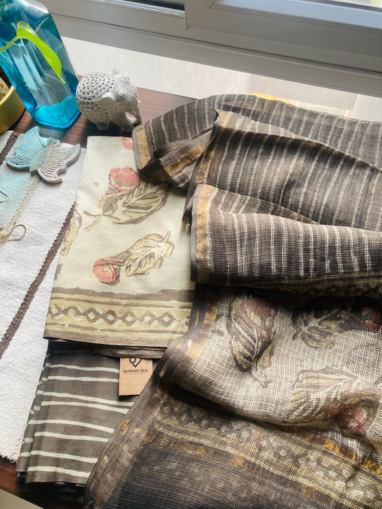 Taupe Ajrakh Kota Dupatta Suit set