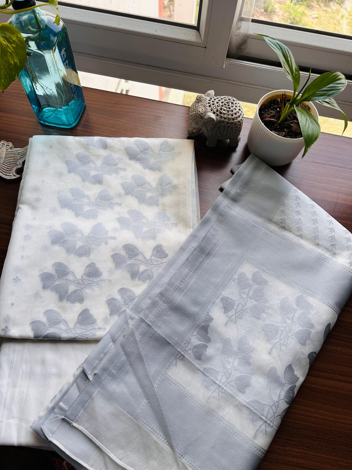 Silver-Grey Banarasi Suit Set