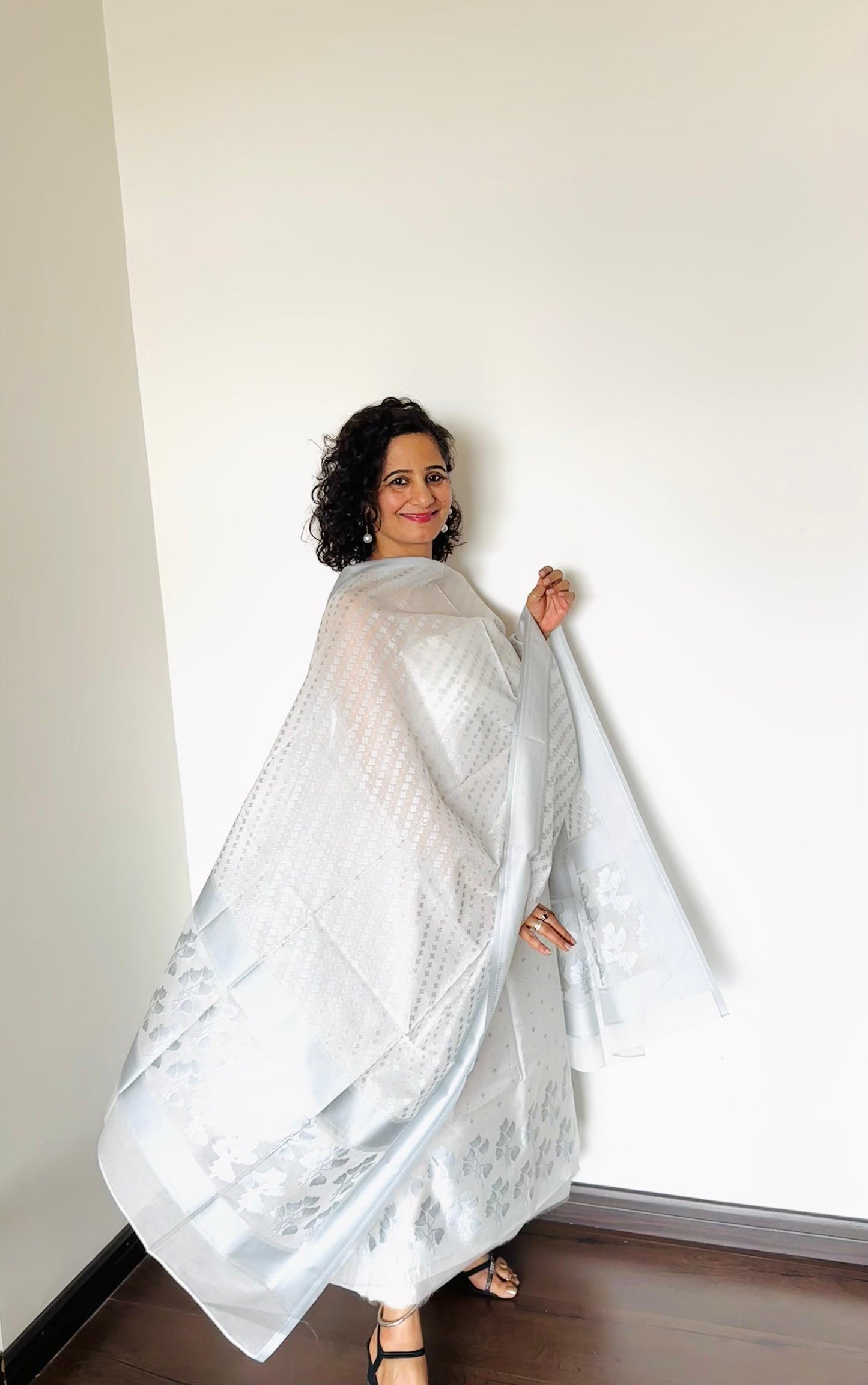 Silver-Grey Banarasi Suit Set