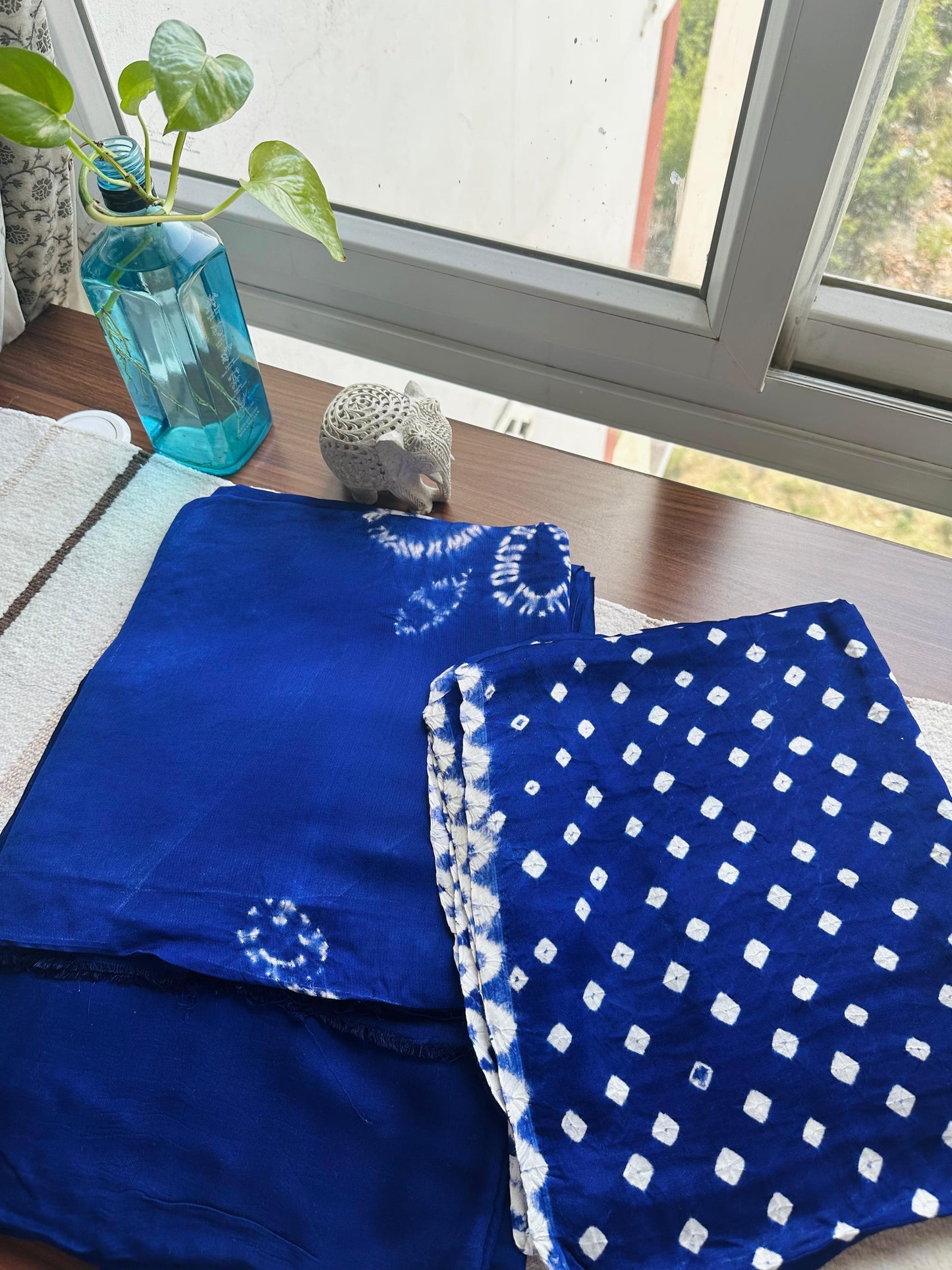 Blue Shibori Modal Silk Suit Set