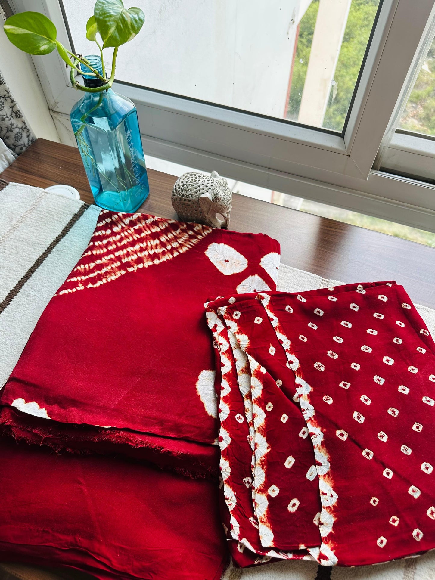 Crimson Red Shibori Modal Silk