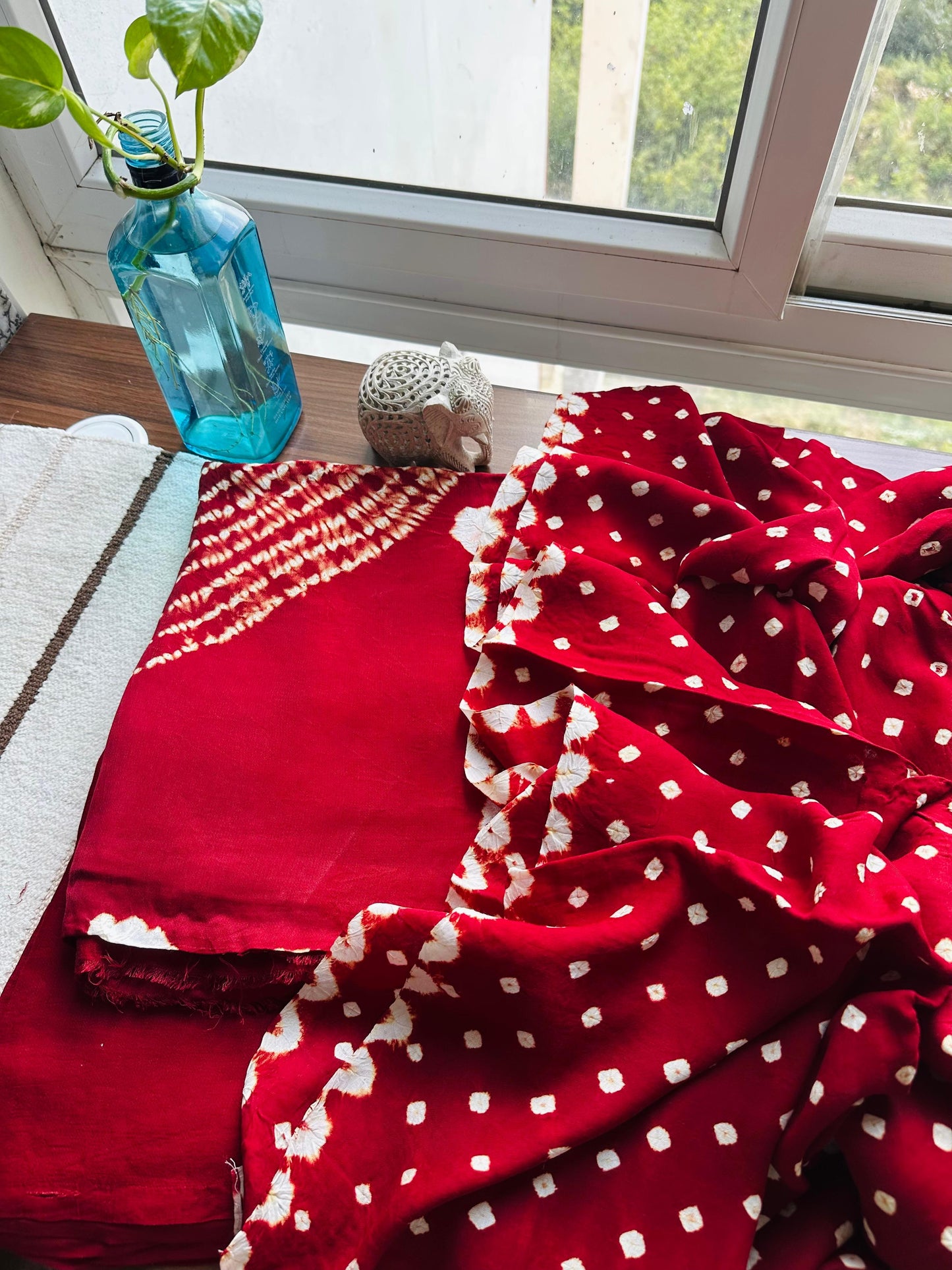Crimson Red Shibori Modal Silk