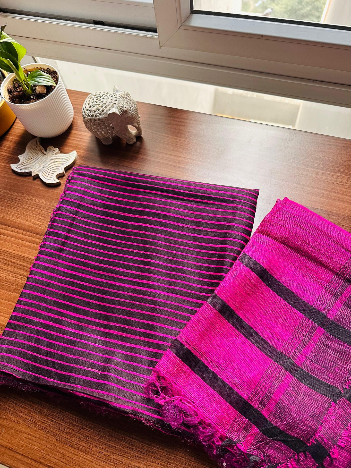 Plum Tusser Silk Suit Set