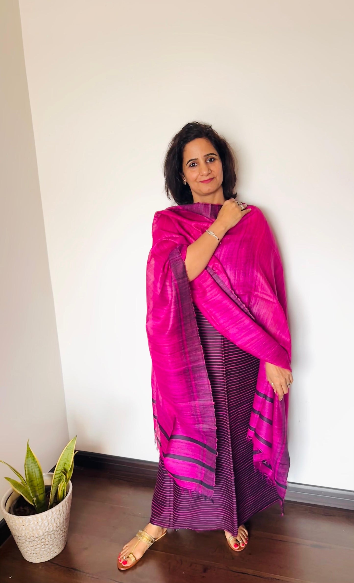 Plum Tusser Silk Suit Set