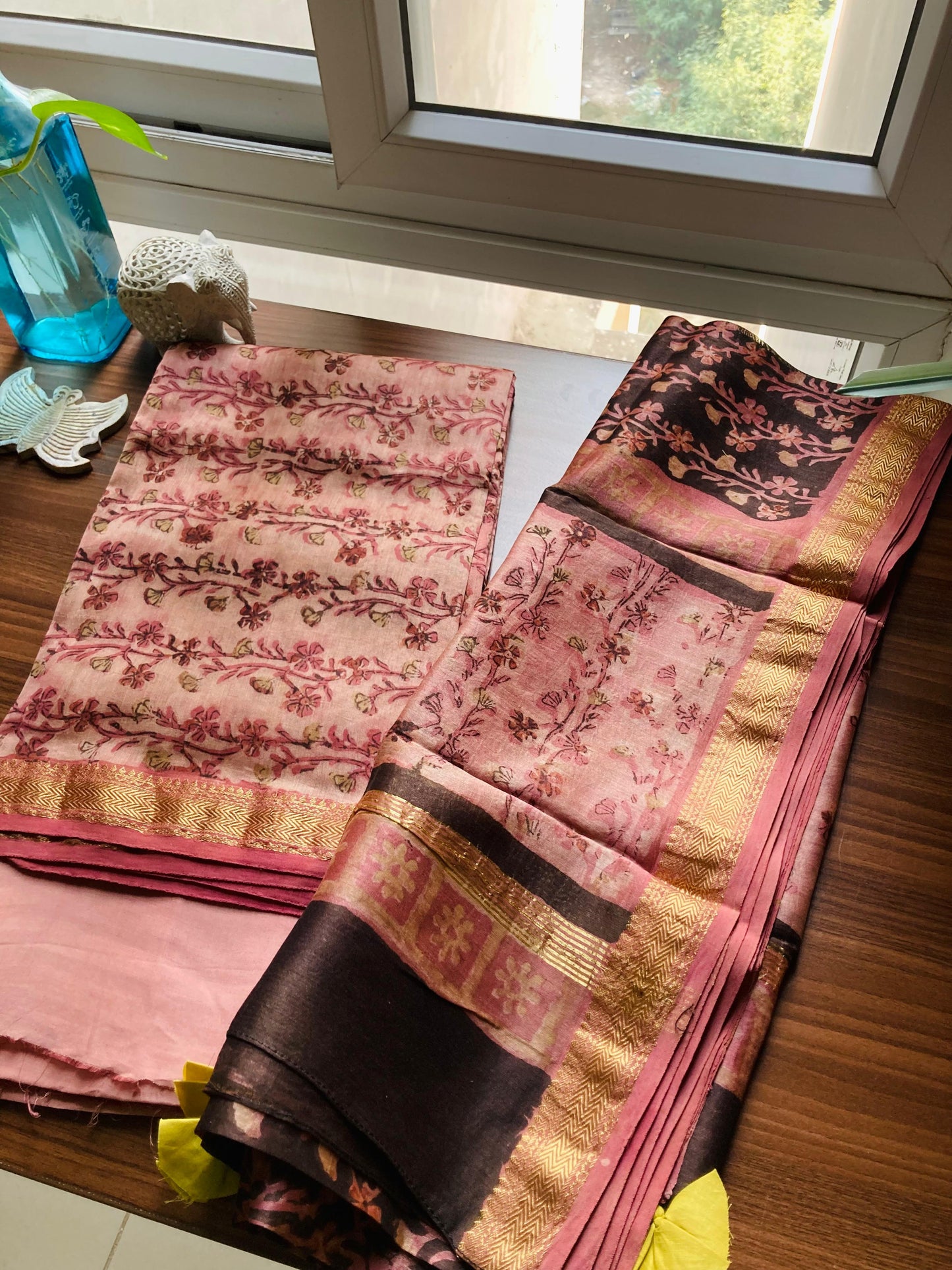 Dusty Rose Ajrakh Maheshwari Silk Suit Set