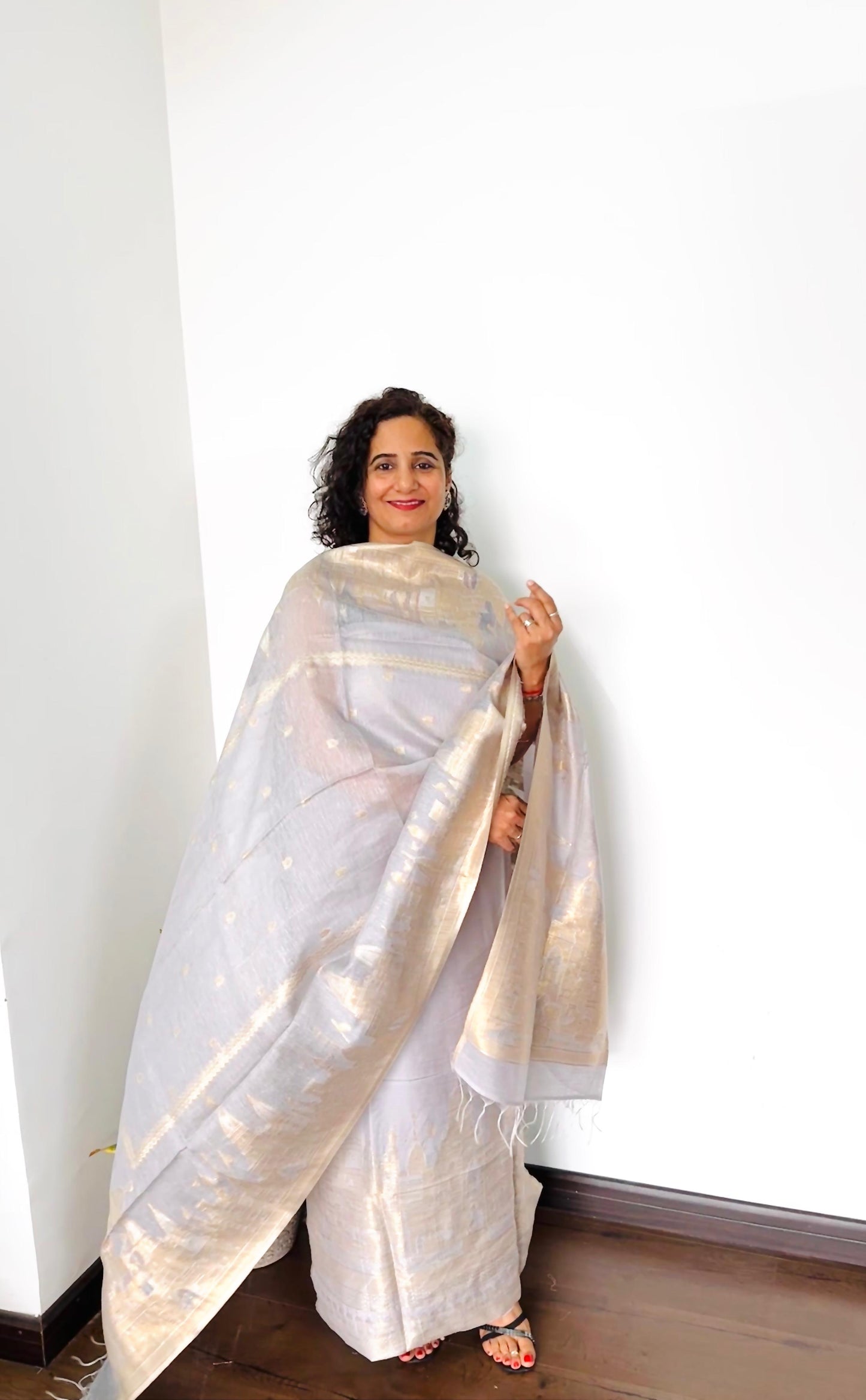 Platinum Grey Tajmahal Silk Suit Set