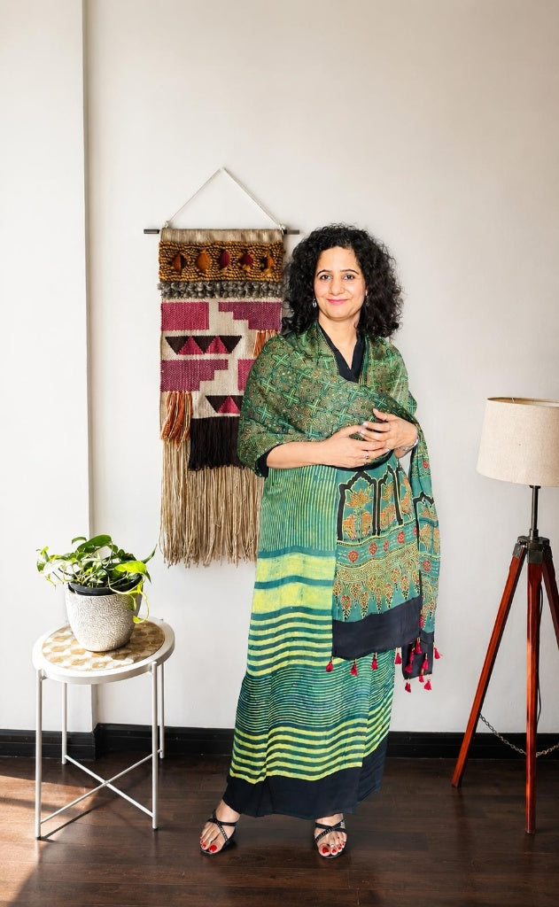 Forest Green Modal Silk Suit Set