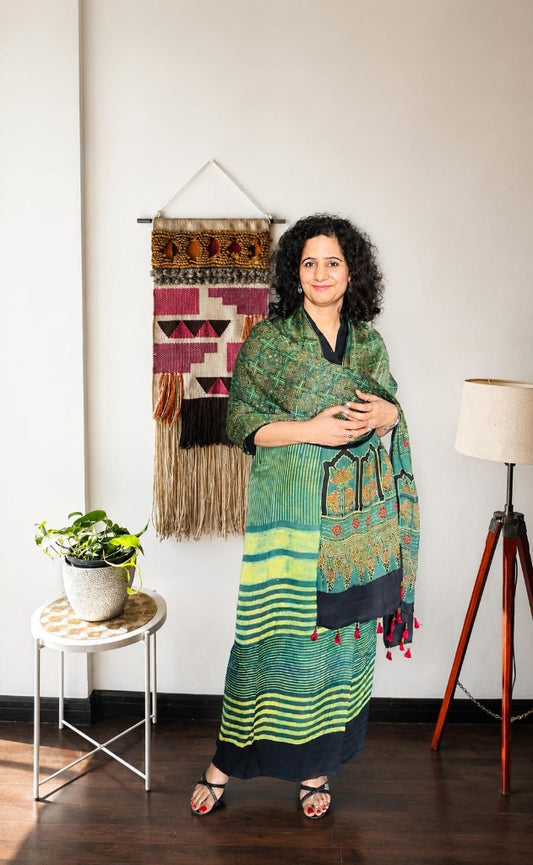 Forest Green Modal Silk Suit Set