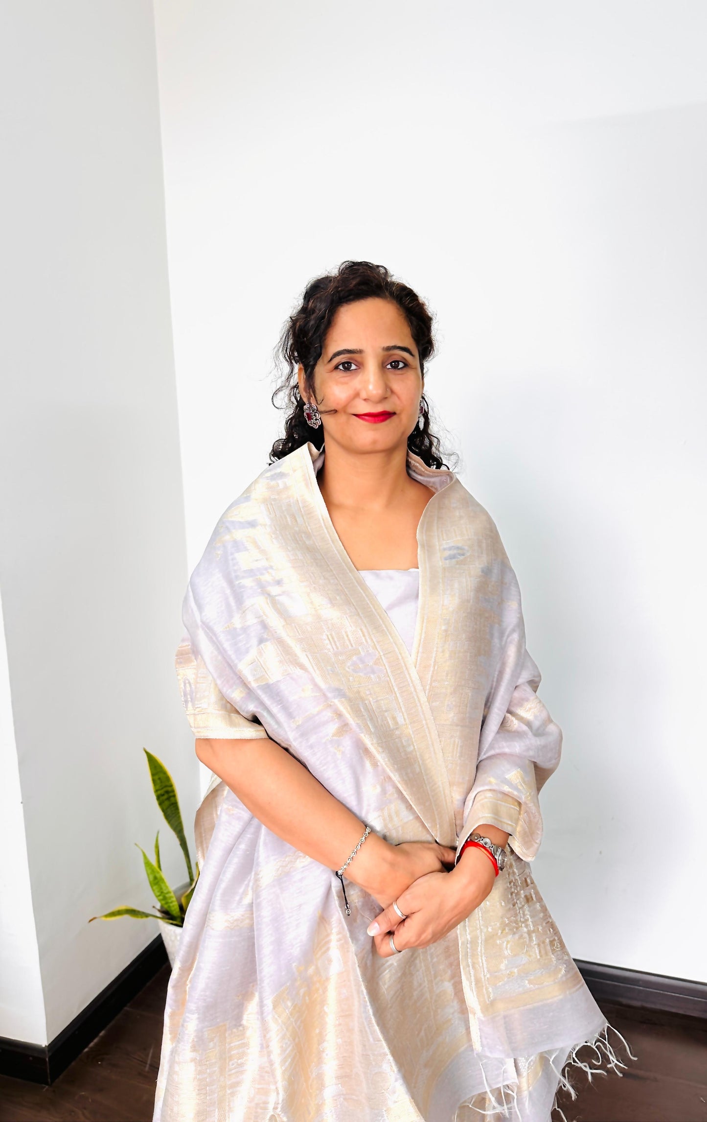 Platinum Grey Tajmahal Silk Suit Set