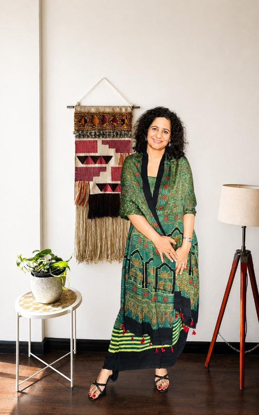 Forest Green Modal Silk Suit Set