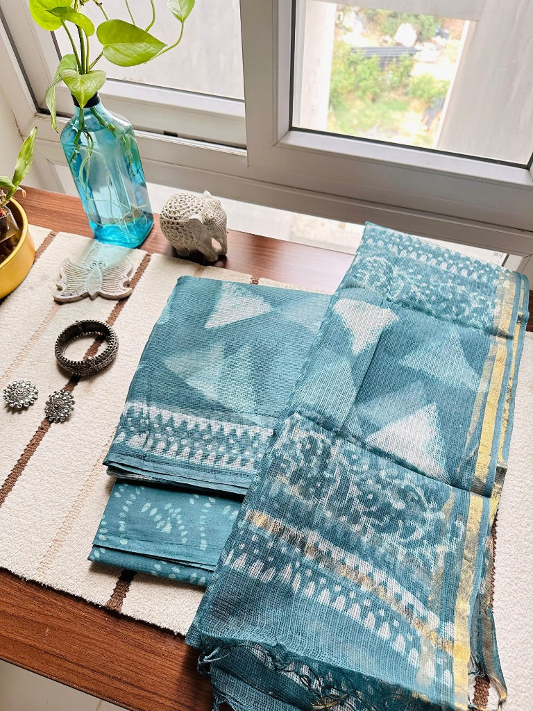 Sea Green & Teal Kota Doria Suit Set