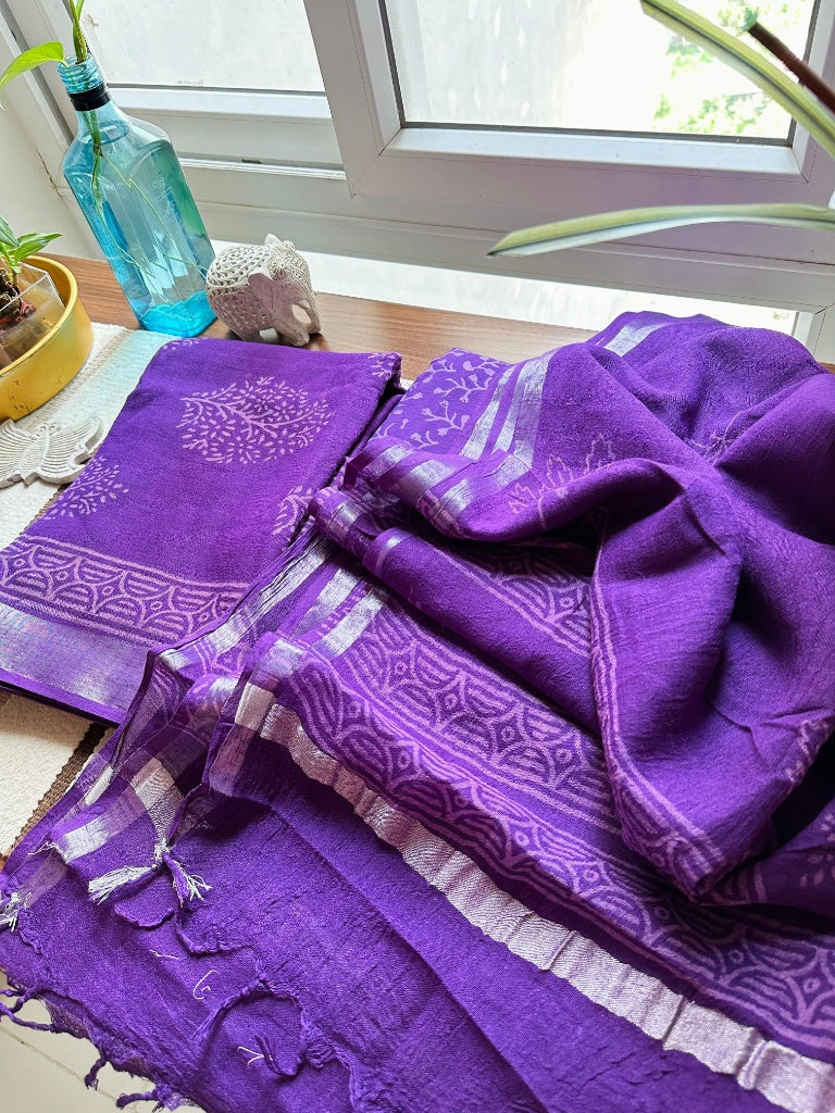 Purple Kota Doria Suit Set