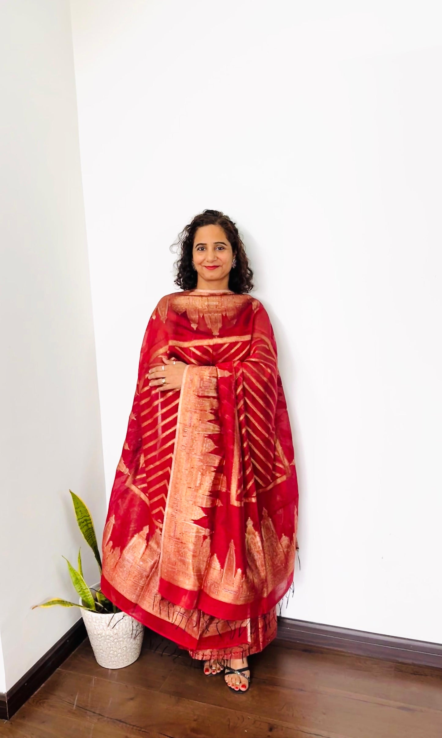 Red Taj Mahal Pure Silk Suit Set