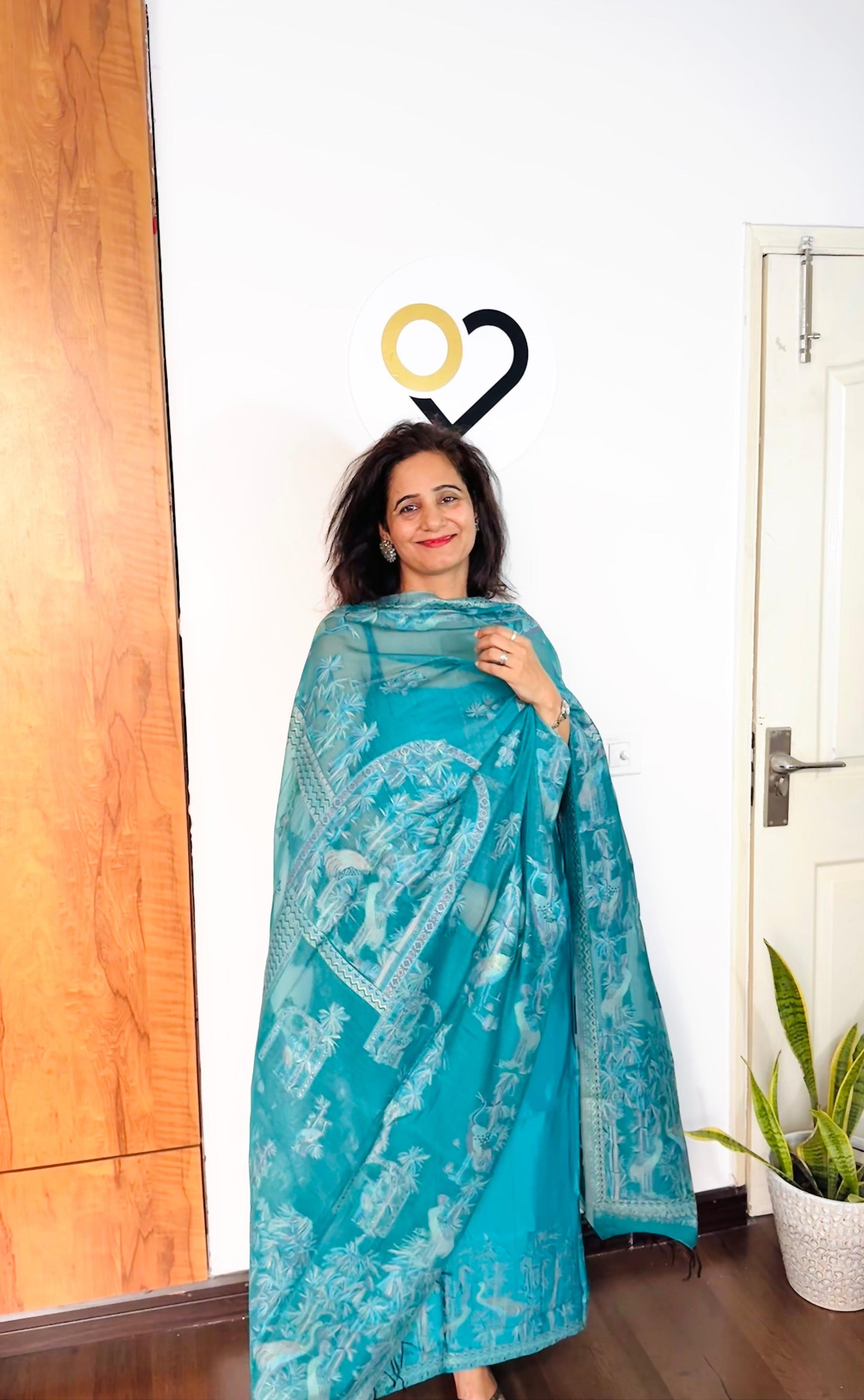 Sea Blue Silk Suit Set